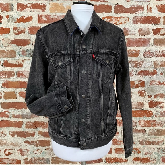 Levi's Other - Levi's Black Denim Flannel Lined Jacket Snap Up Sm